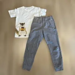 無印良品リスTシャツとUNIQLOグレーパンツセット 150