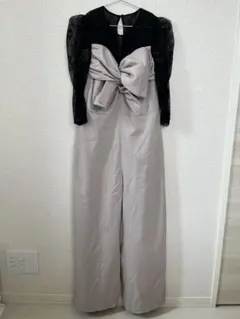 【美品】レース×リボン オールインワン パンツドレス 結婚式 お呼ばれ Mのサムネイル