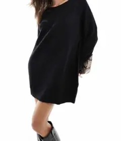 オフショルダー ブラック ニット 長袖