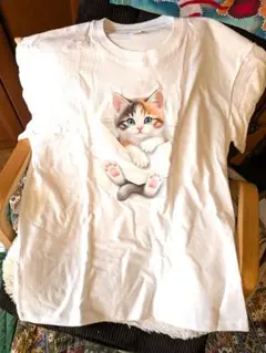 猫デザイン 半袖Tシャツ XLサイズ