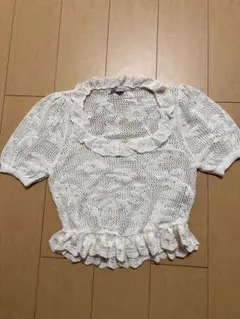 ZARA レース編み 半袖トップス ホワイト
