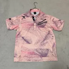 オークリー スカル ゴルフ ポロシャツ ピンク 総柄 吸汗速乾 メンズ 2XL