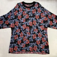 希少 赤黒 HARE ハレ ハナガラジャガードニット プルオーバー 花柄 総柄Mのサムネイル