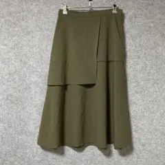 Coomb オリーブ アシンメトリーフレアロングスカートのサムネイル