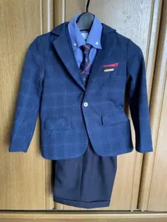 フォーマルスーツセット 120cm ネイビー系チェック