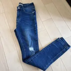 スキニーデニム ハイウエスト　ギャル　ダークブルー