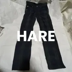 【日本製】HARE ダークグリーン チェック柄 スリムパンツ M ストレッチ素材