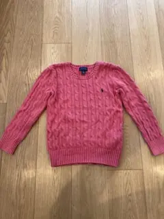 再！値下げ★Polo Ralph Lauren/ピンク/ケーブルニット/綿