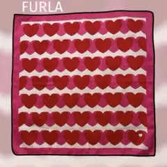 FURLA フルラ　ハート デザイン 大判 ハンカチ スカーフ バンダナ