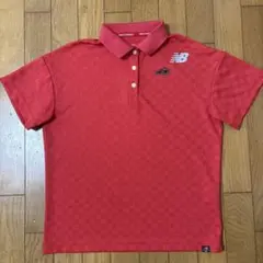☆総柄 Lサイズ☆ ニューバランス ゴルフ ポロシャツ ワッペン レッド 