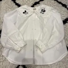 ミッキーマウス刺繍付き長袖ブラウス