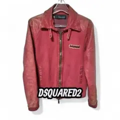 希少DSQUARED2 レザースリーブスウェットライダースジャケット