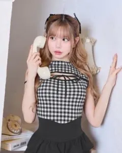 ミシェルマカロン チェックリボンパイピングトップス - メルカリ