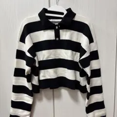 ZARA ボーダー ポロニット 長袖のサムネイル