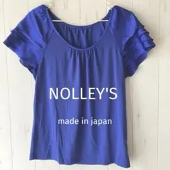 【NOLLEY'S】カットソー　フレンチスリーブ　ネイビー　サテン　38のサムネイル