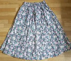 花柄ミモレ丈スカート ロングスカート フレアスカート ゴム 激安