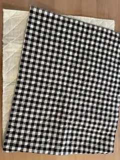 黒と白のチェック柄 キルティング生地