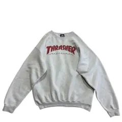 THRASHER MAGAZINE スウェット 霜降りグレー 赤 M