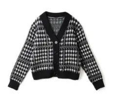 GRL 千鳥柄　ニット　カーディガン　トップス　ブラック