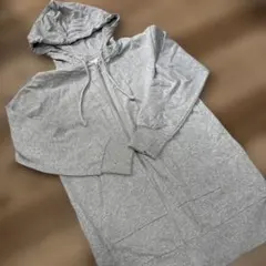 グレー ジップアップロングパーカー XS