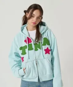 TINA:JOJUN ロゴパッチワーク　フーディ