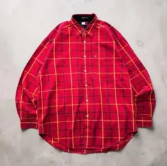 90s TOMMY HILFIGER オールドトミー 赤チェックシャツ XL