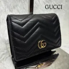 ✨美品✨ グッチ 二つ折り財布 キルティング マーモント レザー ブラック 黒のサムネイル