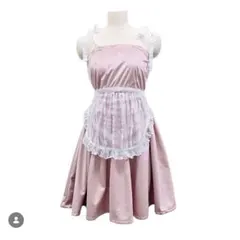 レースバイカラーエプロンワンピース ホワイト lillilly リルリリー