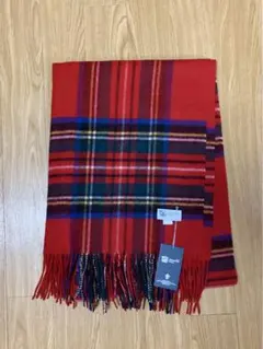 ジョンストンズ大判カシミヤ100％ ストール赤マフラー