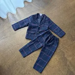 チェック スーツセット フォーマル　ジャケット　ツーピース　90