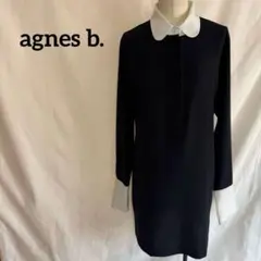 agnes b. バイカラーワンピース ブラック　襟付きワンピース アニエスベーのサムネイル