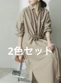 URBAN RESEARCH コットンシルク長袖シャツワンピース　絹