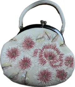 花柄ビーズ刺繍　和装用ハンドバッグ