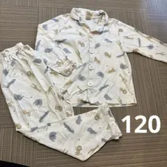 可愛い動物柄ナチュラル系 長袖パジャマ上下セット 120