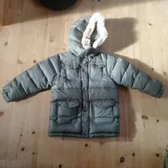 値下げミキハウス ダブルB ダウン 110cmフード付きグレー中綿コート