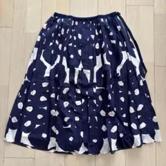 極美品 ミナペルホネン nanten ボックスプリーツ スカート 膝丈 カシミヤ blumen ギャザースカート - minä perhonen