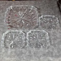 ガラス　角皿セット　昭和レトロ
