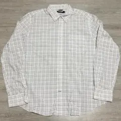 t*o様 Nautica L ホワイト チェック コットン 長袖シャツ ボタンダ