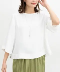 Honeys アクセ付７分袖ブラウス ※アクセは付きません ホワイト S