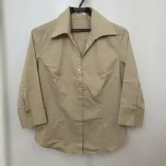 ベージュ コットン 7分袖 シャツ