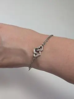 4℃ ブレスレット シルバー ダブルハート ヨンドシー