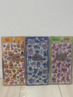 正規品3枚　ディズニー　プチドロップステッカー　プー　スティッチ　バンビ