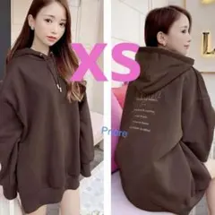 バックロゴフーディxs ブラウン　ミシェルマカロン　パーカーのサムネイル
