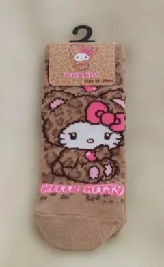 ハローキティ ヒョウ柄　ソックス 23-25cm　着ぐるみ　レオパード柄ブラウン