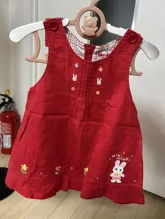 mikiHOUSE 赤い刺繍入りワンピース 80