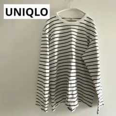 ユニクロ★メンズ　ボーダーカットソー　L ホワイト