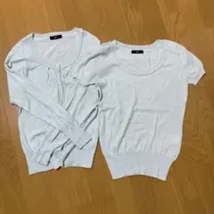 アンサンブル カーディガン+半袖 ニット ined