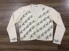Christian Dior ディオール カーディガン 花刺繍　オフホワイト