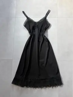 アンティーク ビンテージ 70s USA 黒 プリーツ ワンピース レース 美品