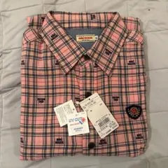 ミキハウス ピンク チェック柄 長袖ポロシャツ